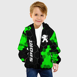 Куртка с капюшоном детская Peugeot green sport hexagon, цвет: 3D-черный — фото 2