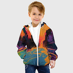 Куртка с капюшоном детская Абстрактная городская улица со зданиями и река, цвет: 3D-белый — фото 2