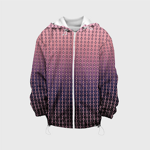 Детская куртка Тёмно-розовый полосы узоры / 3D-Белый – фото 1