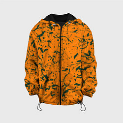 Детская куртка Оранжевый с брызгами зеленой краски