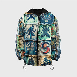 Детская куртка Самураи на пэчворк дениме