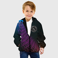 Куртка с капюшоном детская Ajax футбольная сетка, цвет: 3D-черный — фото 2