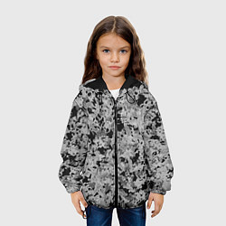 Куртка с капюшоном детская Чёрно-серый абстракция пятна, цвет: 3D-черный — фото 2