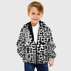 Куртка с капюшоном детская Чёрно-белая глитч инфекция, цвет: 3D-черный — фото 2