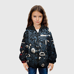 Куртка с капюшоном детская Паттерн-узор из толстых линий, цвет: 3D-черный — фото 2