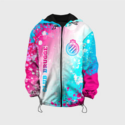 Куртка с капюшоном детская Club Brugge neon gradient style вертикально, цвет: 3D-черный