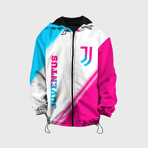 Детская куртка Juventus neon gradient style вертикально / 3D-Черный – фото 1