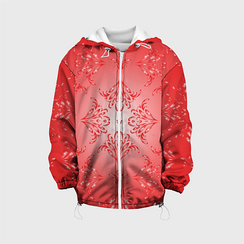 Детская куртка Красный симметричный узор / 3D-Белый – фото 1