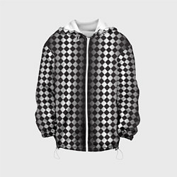 Куртка с капюшоном детская Паттерн черных и белых квадратов, цвет: 3D-белый