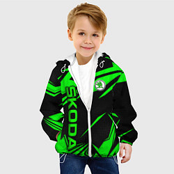 Куртка с капюшоном детская Skoda - green uniform, цвет: 3D-белый — фото 2