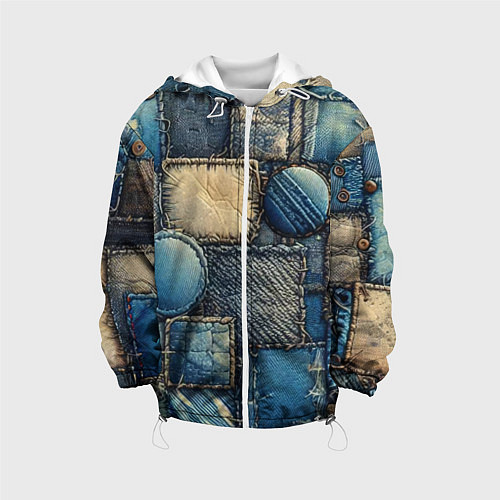 Детская куртка Denim patchwork - ai art / 3D-Белый – фото 1