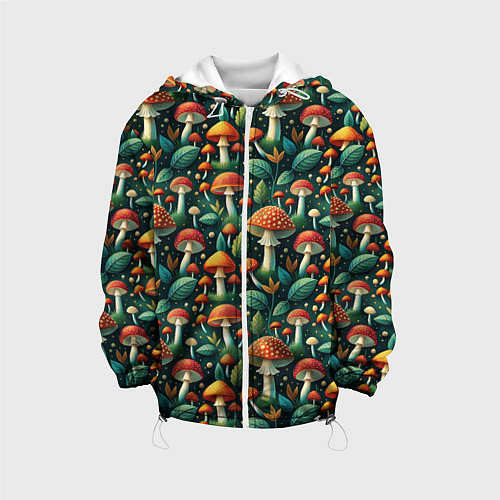 Детская куртка Дикие грибы лесные мухоморы / 3D-Белый – фото 1