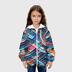 Куртка с капюшоном детская Абстрактный авангардный пэчворк - нейросеть, цвет: 3D-белый — фото 2