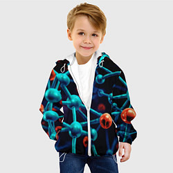 Куртка с капюшоном детская Молекулы под микроскопом, цвет: 3D-белый — фото 2