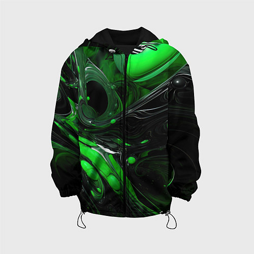Детская куртка Green dark abstract geometry style / 3D-Черный – фото 1