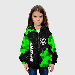 Куртка с капюшоном детская Volkswagen green sport hexagon, цвет: 3D-черный — фото 2