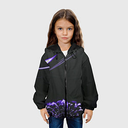 Куртка с капюшоном детская Неоновый фиолетовый цветок в темноте, цвет: 3D-черный — фото 2