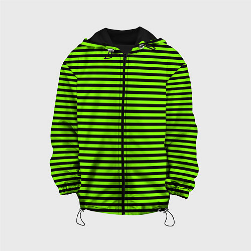 Детская куртка Кислотный зелёный в чёрную полоску / 3D-Черный – фото 1