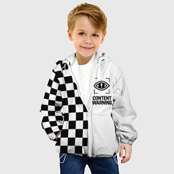 Куртка с капюшоном детская Content Warning шашечки, цвет: 3D-белый — фото 2