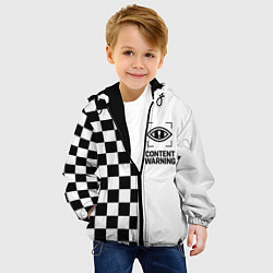 Куртка с капюшоном детская Content Warning шашечки, цвет: 3D-черный — фото 2