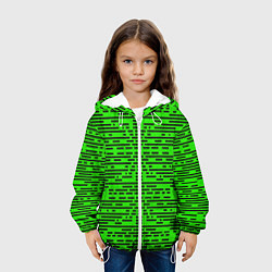Куртка с капюшоном детская Чёрные полосы на зелёном фоне, цвет: 3D-белый — фото 2