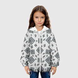 Куртка с капюшоном детская Ромб лабиринт паттерн, цвет: 3D-белый — фото 2
