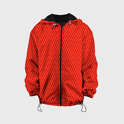 Куртка с капюшоном детская Сочный красный паттерн сетка, цвет: 3D-черный