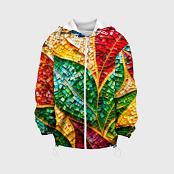 Детская куртка Яркая мозаика с разноцветным абстрактным узором и