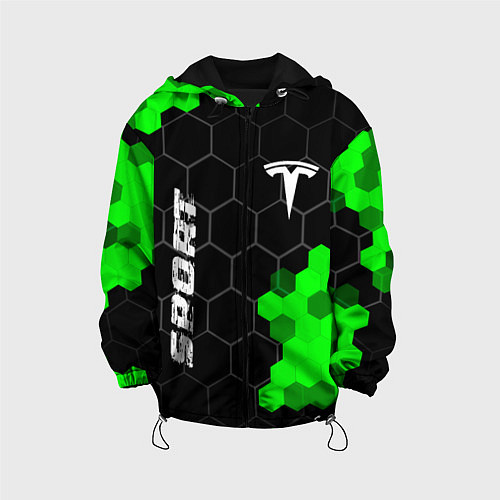 Детская куртка Tesla green sport hexagon / 3D-Черный – фото 1