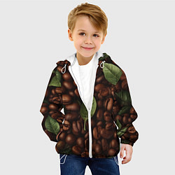 Куртка с капюшоном детская Кофейные зёрна с листьями, цвет: 3D-белый — фото 2