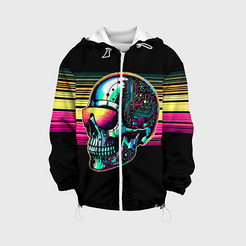 Детская куртка Cyber skull - ai art fantasy / 3D-Белый – фото 1