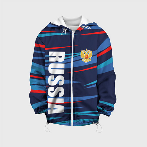 Детская куртка Россия - blue stripes / 3D-Белый – фото 1