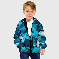 Куртка с капюшоном детская Аквамарин камни минералы крупный план, цвет: 3D-черный — фото 2