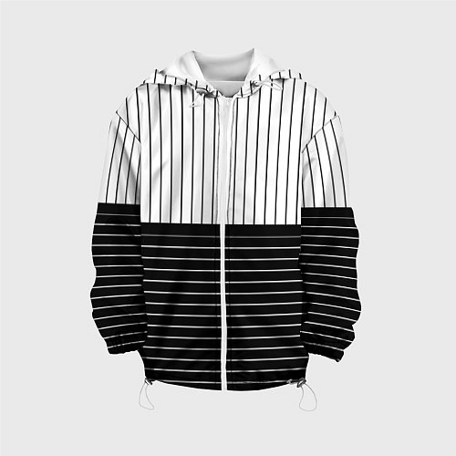 Детская куртка Полосатый чёрно-белый / 3D-Белый – фото 1