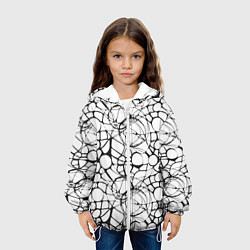 Куртка с капюшоном детская Абстрактный нейрографический узор, цвет: 3D-белый — фото 2