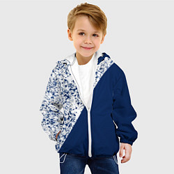 Куртка с капюшоном детская Сине-белый пополам, цвет: 3D-белый — фото 2