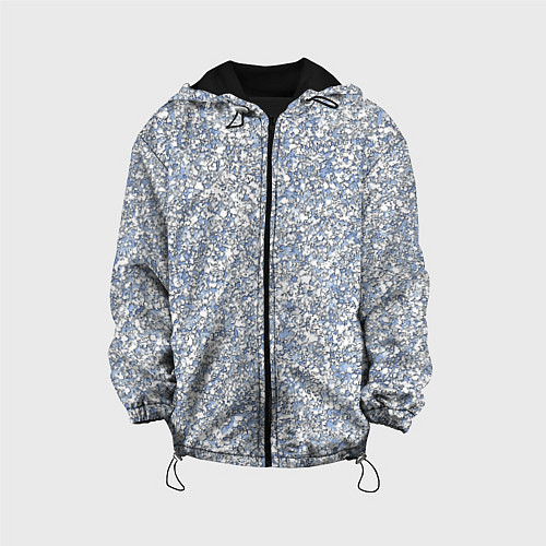 Детская куртка Текстурированный бело-голубой мелкий камень / 3D-Черный – фото 1