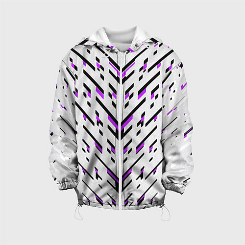 Детская куртка Black and purple stripes on a white background / 3D-Белый – фото 1