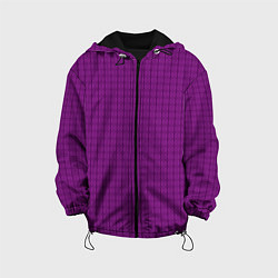 Куртка с капюшоном детская Ярко-фиолетовый однотонный с рисуноком, цвет: 3D-черный