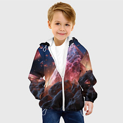 Куртка с капюшоном детская Абстрактная пирамида космическая, цвет: 3D-белый — фото 2