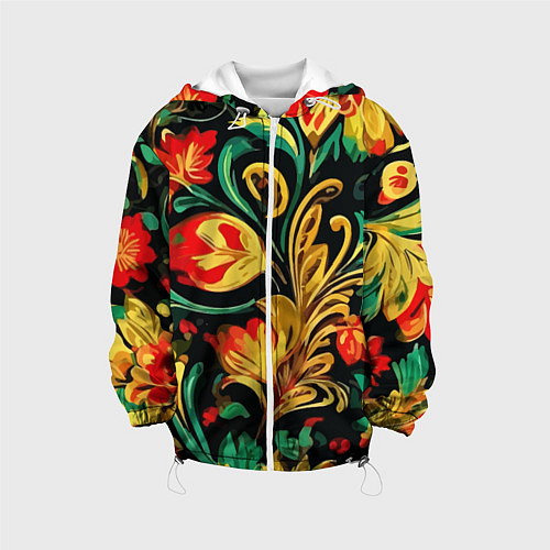 Детская куртка Хохлома акварель / 3D-Белый – фото 1