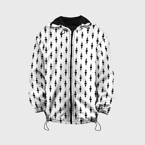 Детская куртка Белый в чёрный горошек узором / 3D-Черный – фото 1