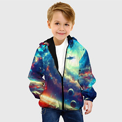 Куртка с капюшоном детская Полёт к далёкой галактике - нейросеть, цвет: 3D-черный — фото 2