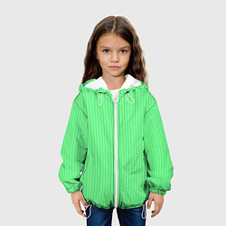 Куртка с капюшоном детская Райский зелёный полосатый, цвет: 3D-белый — фото 2