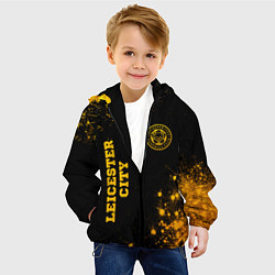 Куртка с капюшоном детская Leicester City - gold gradient вертикально, цвет: 3D-черный — фото 2