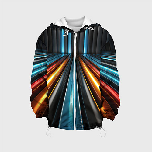 Детская куртка Неоновый путь из труб / 3D-Белый – фото 1