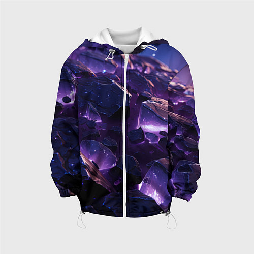 Детская куртка Фиолетовые неоновые камни со светом / 3D-Белый – фото 1