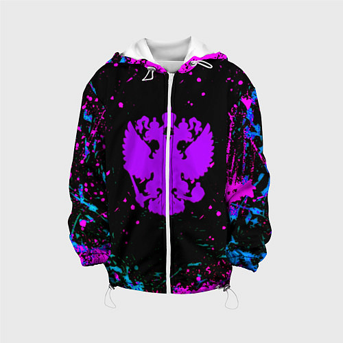Детская куртка Герб в стиле киберпанк краски / 3D-Белый – фото 1