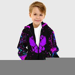 Куртка с капюшоном детская Герб в стиле киберпанк краски, цвет: 3D-черный — фото 2