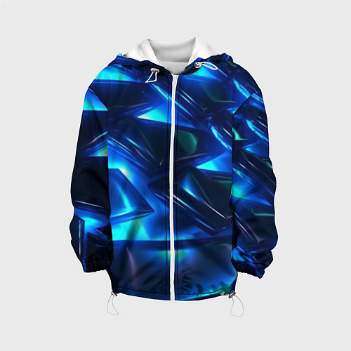 Детская куртка Синие абстрактные неоновые плиты / 3D-Белый – фото 1